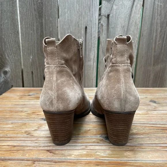 Paul Green Nora Hydro Bootie Womens 8 Tan Suede Stacked Heel Zip Boot - Picture 12 of 16